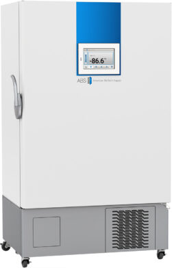American BioTech Supply HC-2586-TS medical refrigerator, external view featuring a triple solid door configuration with a high-capacity design for storing vaccines, pharmaceuticals, and laboratory materials