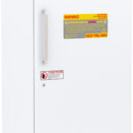 Upright hazardous location refrigerator, door closed