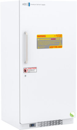 Upright hazardous location refrigerator, door closed