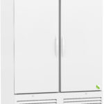 A large, white, double-door laboratory refrigerator with a digital temperature display showing 4.0°C. The unit has handles on both doors, ventilation grilles at the base, and wheels for mobility. The ABS logo is visible on the top left.
