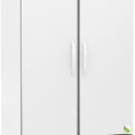 A large, white, double-door laboratory refrigerator with handles in the center, a digital temperature display showing 4.0°C, and ventilation slats at the bottom. The ABS American BioTech Supply logo is on the top left corner. Wheels are visible at the bottom.