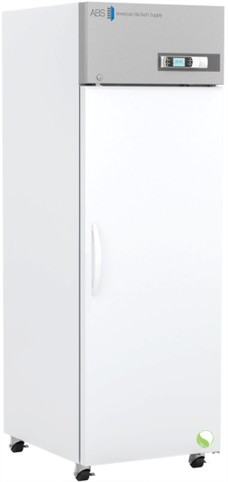 American BioTech Supply HC-PLF-23 pharmaceutical freezer, external view showing solid door design for secure medical storage