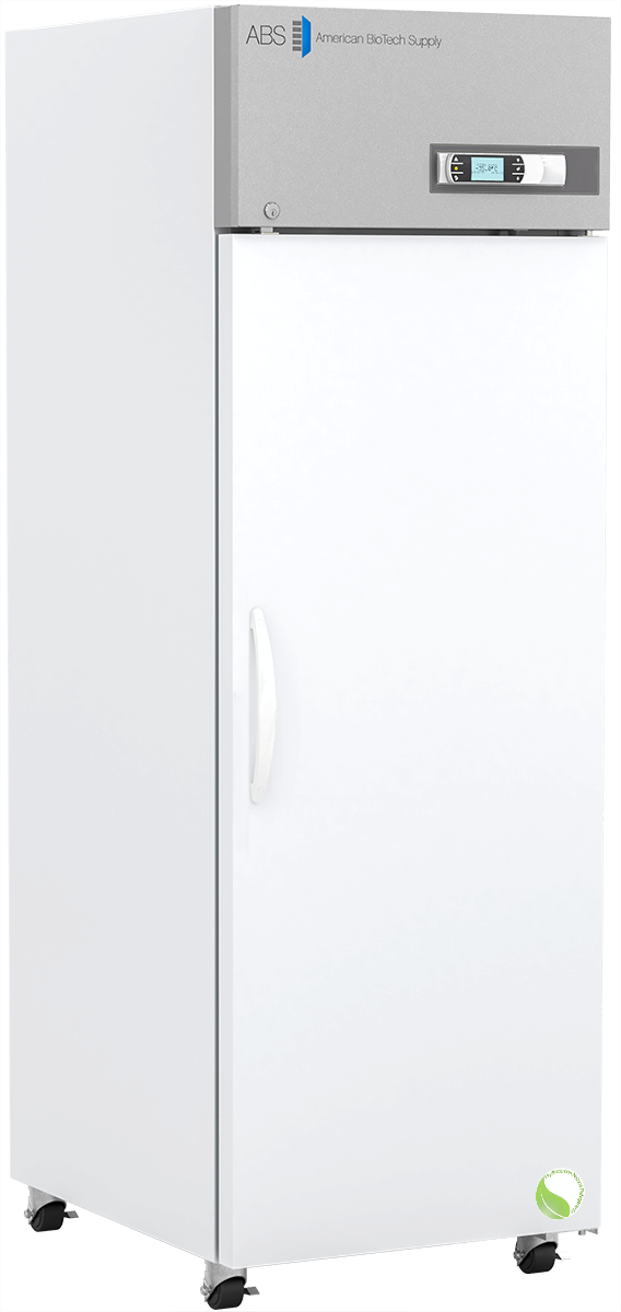 American BioTech Supply HC-PLF-23 pharmaceutical freezer, external view showing solid door design for secure medical storage