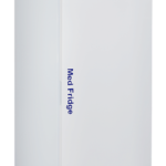 A tall, white laboratory refrigerator labeled Med Fridge with a vertical handle on the left. Designed by ABS American BioTech Supply, it features a small digital temperature panel on top—an energy-saving choice among compact laboratory refrigerators.